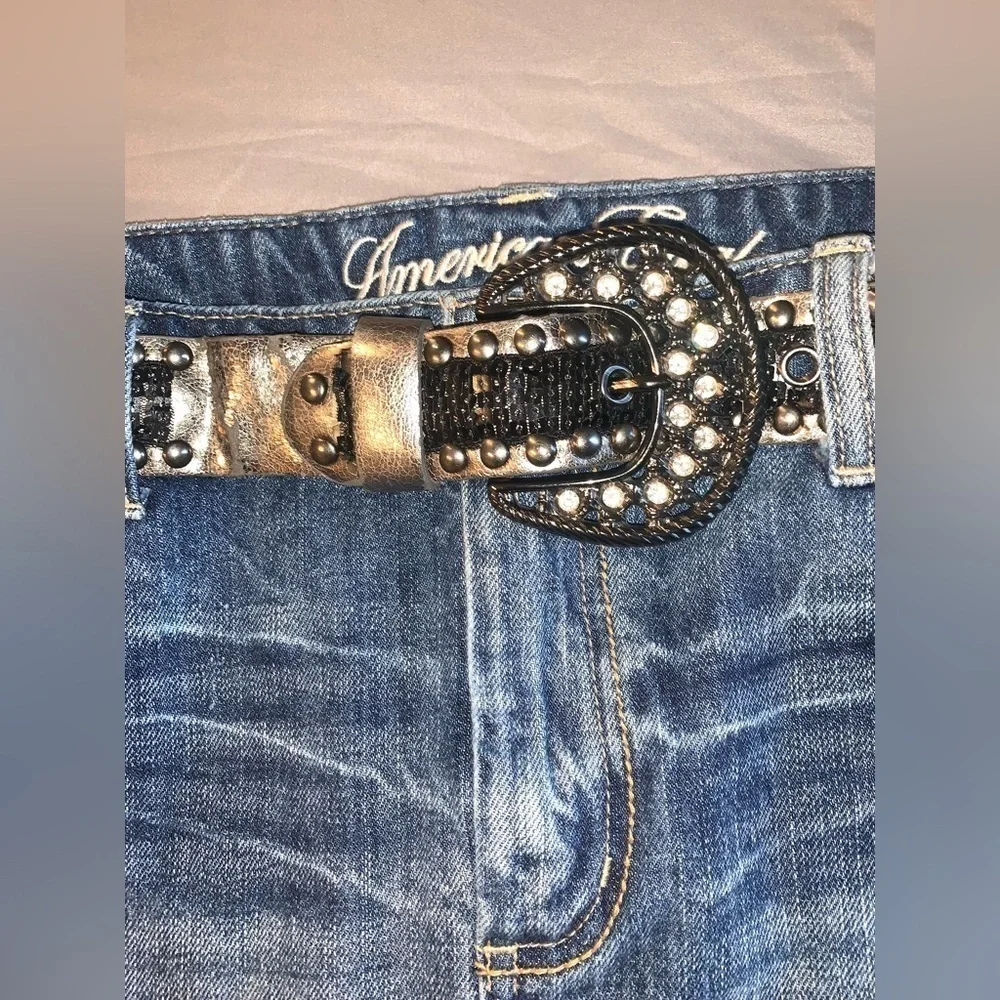 Rock n Roll style belt with rhinestones heavy Size Large